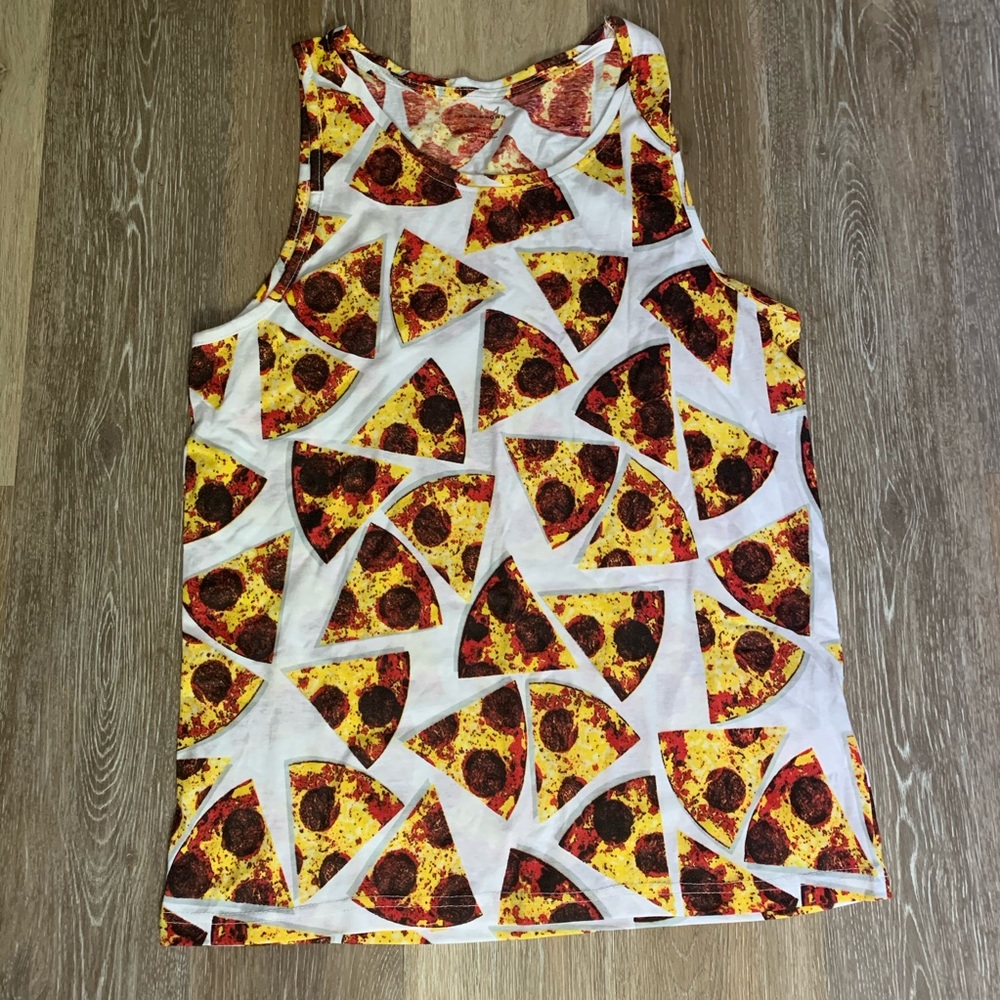 Blue Crown Pizza Graphic Tank Top Men’s